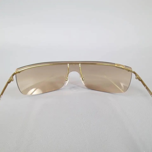 Gucci 1719 Rimless Shield Sunglasses, Gold with Rose Gold Tint Lens - Picture 7 of 10